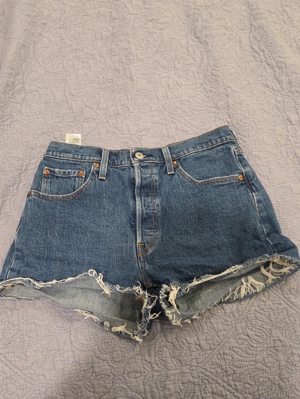 Levi's 501 Button Fly Blue Denim High-Rise Cutoff Shorts Size 29!